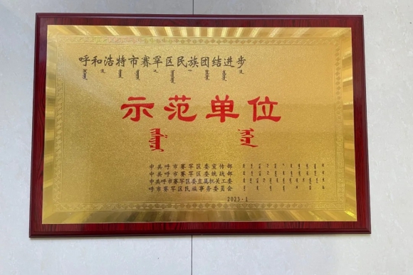 【市城市燃熱集團富泰熱力】公司榮獲“賽罕區(qū)民族團結(jié)進(jìn)步示范單位”稱號
